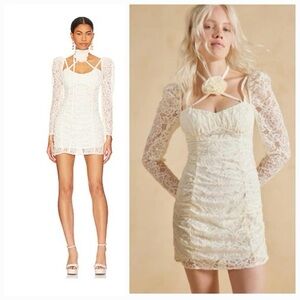 For Love And Lemons Cream Lace Long Sleeve Dress